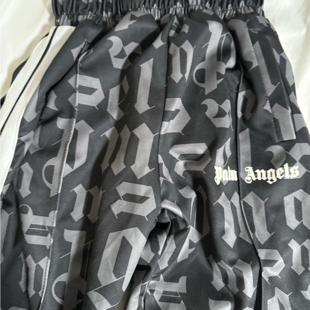 Palm Angels Monochrome Gothic Print Track Pants
